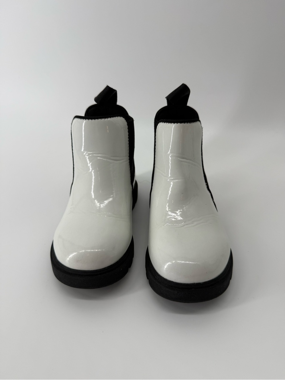 Native Toddler White and Black Slip-On Chelsea Boots